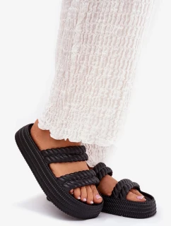 Dámske ľahké papuče na platforme S.Barski - čierne