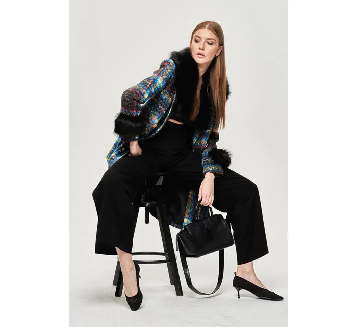 Dámský vícebarevný kabát z tkaniny model 15875306 - Ann Gissy Dámský vícebarevný kabát z tkaniny model 15875306 - Ann Gissy