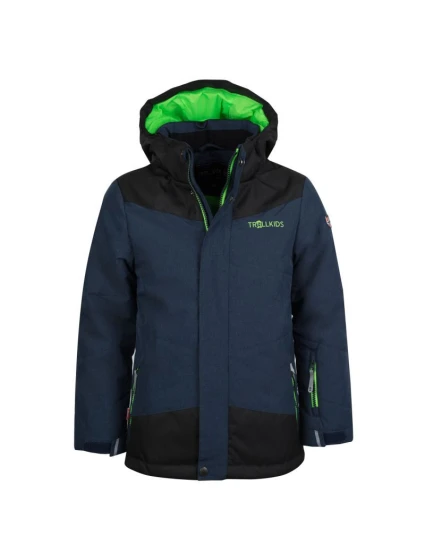 Trollkids Detská zateplená bunda Norefjell pre dievčatá/chlapcov nepremokavá tmavomodrá (132-100)