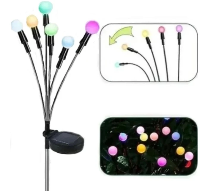 SOLÁRNA LAMPA TANCUJÚCA VO VETRE FAREBNÉ GULE 6 LED 72CM