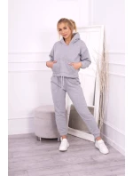 Teplá súprava s mikinou so zaväzovaním vpredu šedá