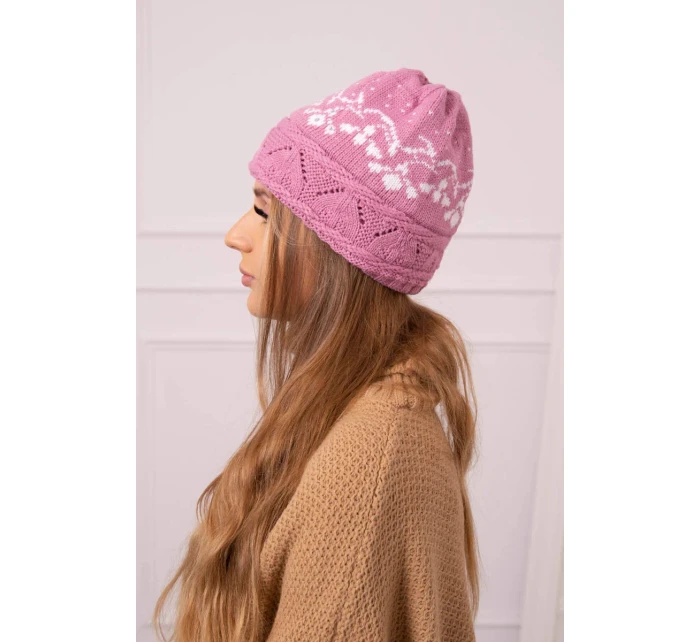 Dámska čiapka Kira K374 tmavo ružová+biela Dámska čiapka Kira K374 tmavo ružová+biela