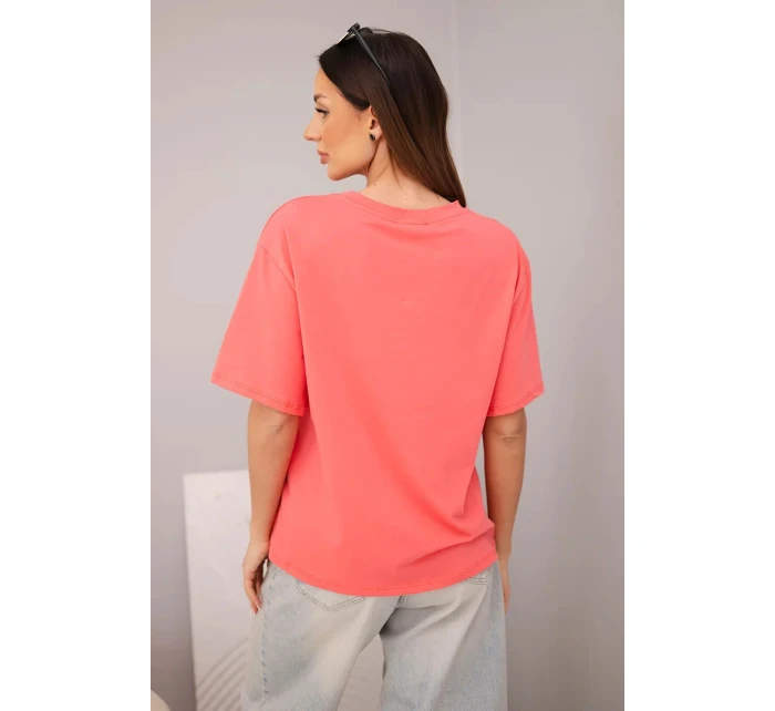 Dámská bavlněná basic halenka s krátkým rukávem malinová