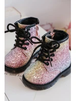 Dziecięce Brokatowe Botki Ocieplane z Suwakiem Multikolor Saussa Dziecięce Brokatowe Botki Ocieplane z Suwakiem Multikolor Saussa