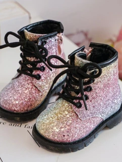 Dziecięce Brokatowe Botki Ocieplane z Suwakiem Multikolor Saussa