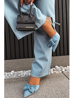 Dámské sandály na podpatku s mašlí Modré Hestia