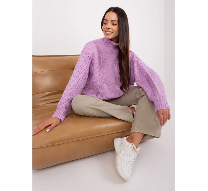 Sweter AT SW model 18909343 jasny fioletowy - FPrice Sweter AT SW model 18909343 jasny fioletowy - FPrice