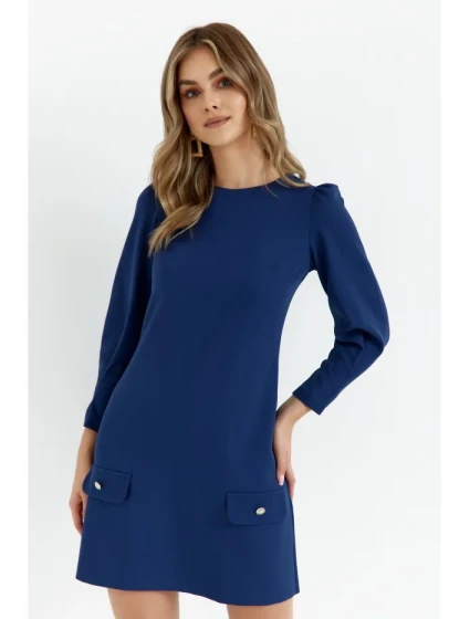 K148 Trapézové šaty - tmavomodré