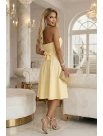 641-3 VIVIENNE korzetové midi šaty s opaskom - pastelovo žlté 641-3 VIVIENNE korzetové midi šaty s opaskom - pastelovo žlté