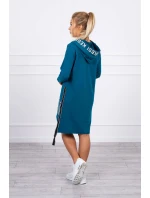 Morské šaty s kapucňou a potlačou