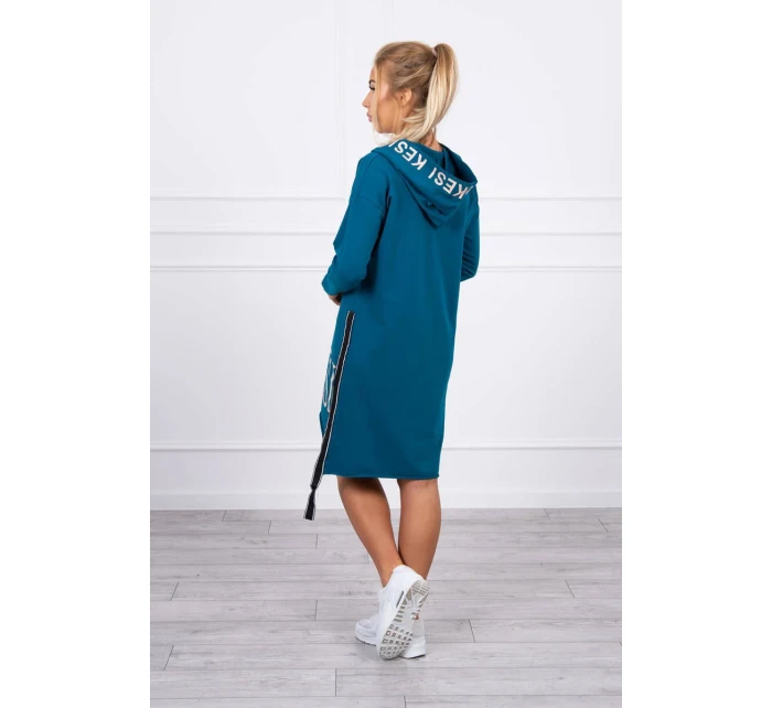 Morské šaty s kapucňou a potlačou