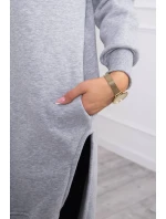 Zateplená mikina s bočnými rázporkami šedá