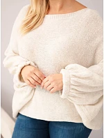 Dámský svetr Plus Size s přídavkem vlny volného střihu béžový