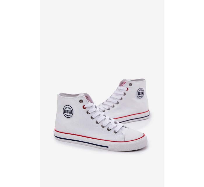 Materiałowe Trampki Męskie Big Star NN174305 HI-POLY SYSTEM Białe