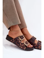 Dámské Pantofle S Přezkami Leopardí Hnědé model 21695871 - Zaxy