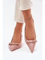 Lakované Sandály Na Jehlovém Podpatku S Mašlí Nude model 21699843 - Boto Lakované Sandály Na Jehlovém Podpatku S Mašlí Nude model 21699843 - Boto
