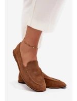 Dámské mokasíny z eko semiše ploché Camel model 21710863 - Boto Dámské mokasíny z eko semiše ploché Camel model 21710863 - Boto