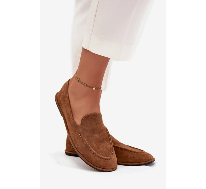 Dámské mokasíny z eko semiše ploché Camel model 21710863 - Boto Dámské mokasíny z eko semiše ploché Camel model 21710863 - Boto