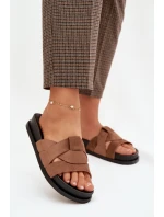 Dámské pantofle Eko semiš s pásky hnědé Marivessa