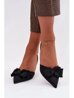 Dámské sandály na podpatku s mašlí Černé model 21997915 - Boto