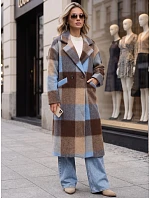 Płaszcz damski dwurzędowy z w niebieski model 22554729 - FashionStreet Płaszcz damski dwurzędowy z w niebieski model 22554729 - FashionStreet