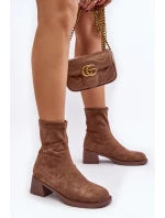 Botki Damskie Na Niskim Obcasie Brązowe Aphroteia