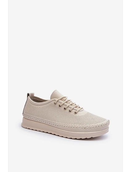 Kožené Sportovní Dámské Tenisky Beige model 21650393 - VINCEZA