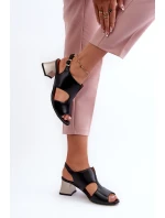 Dámské kožené sandály na podpatku model 21660007 černé - Maciejka