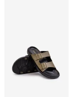 Lekkie Klapki Męskie Z Klamrami Big Star NN174592 Ciemnozielone