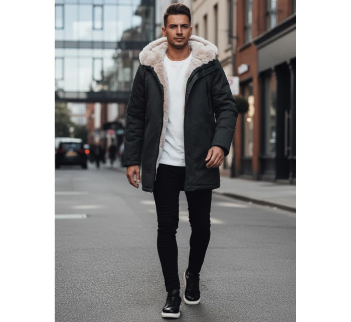 Pánská zimní bunda parka s kapucí zelená Dstreet model 21995065 - FashionStreet