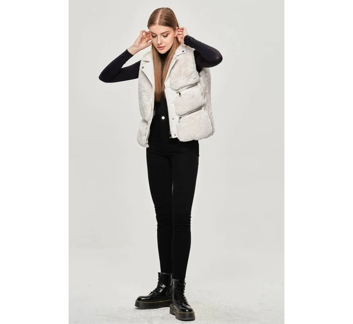 Dámska okrová kožušinová vesta (GSQ2249)