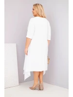 Dámska bavlnená sukňa s asymetrickým lemom v bielej farbe