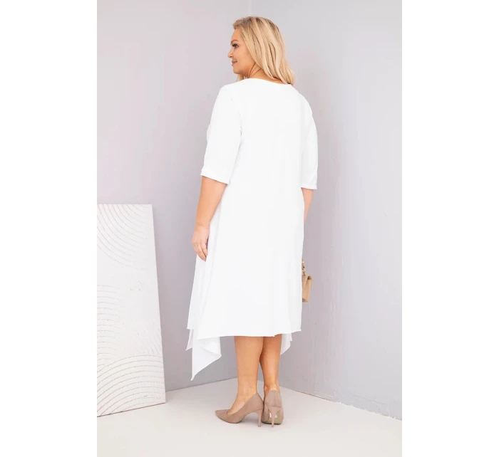Dámska bavlnená sukňa s asymetrickým lemom v bielej farbe