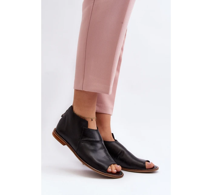 Damskie Skórzane Sandały Laura Messi 2443 Czarne