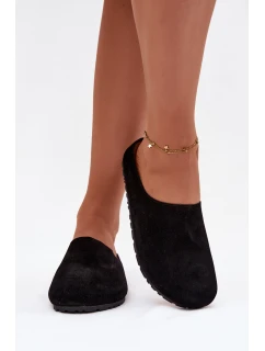 Dámské pantofle z eko semiše černé Kalvess