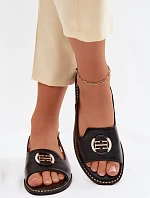 Dámske sandále na nízkom podpätku so zdobením S.Barski KV61-6037 Black