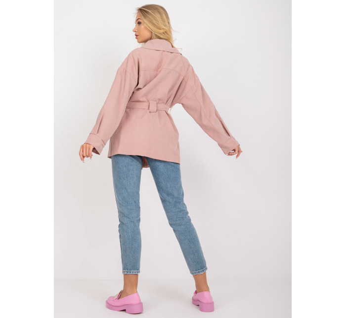 Prašný ružový dámsky kabát s podšívkou