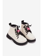 Zateplené detské lakované topánky s príveskom "Miś" - biele Jovellea