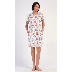 Dámske domáce šaty s krátkym rukávom Ospalci