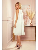 ALIZEE - Dámske šifónové šaty vo farbe ecru so zaväzovaním 350-1