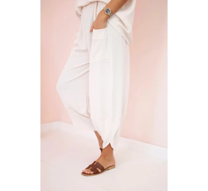 Viskózová blúzka + nohavice béžová