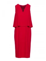 S422 Šaty s čipkovanou vsadkou - červené S422 Šaty s čipkovanou vsadkou - červené