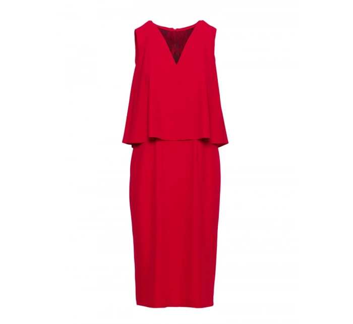 S422 Šaty s čipkovanou vsadkou - červené S422 Šaty s čipkovanou vsadkou - červené