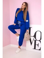 Komplet teplákové + kalhoty máslová látka chrpově modrá
