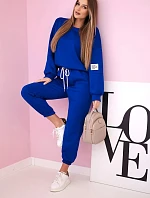 Súprava tepláky + nohavice maslová látka chrpová modrá