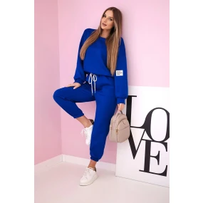 Súprava tepláky + nohavice maslová látka chrpová modrá