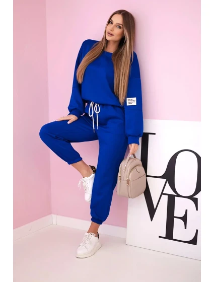 Komplet teplákové + kalhoty máslová látka chrpově modrá