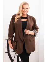 Dámská bunda Plus Size s podšívkou v leopardím vzoru hnědá