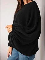 Svetr dámský s přídavkem model 22540762 oversize černý - K-Fashion Svetr dámský s přídavkem model 22540762 oversize černý - K-Fashion