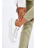 Materiałowe Trampki Na Platformie Big Star LL274150 Białe Materiałowe Trampki Na Platformie Big Star LL274150 Białe